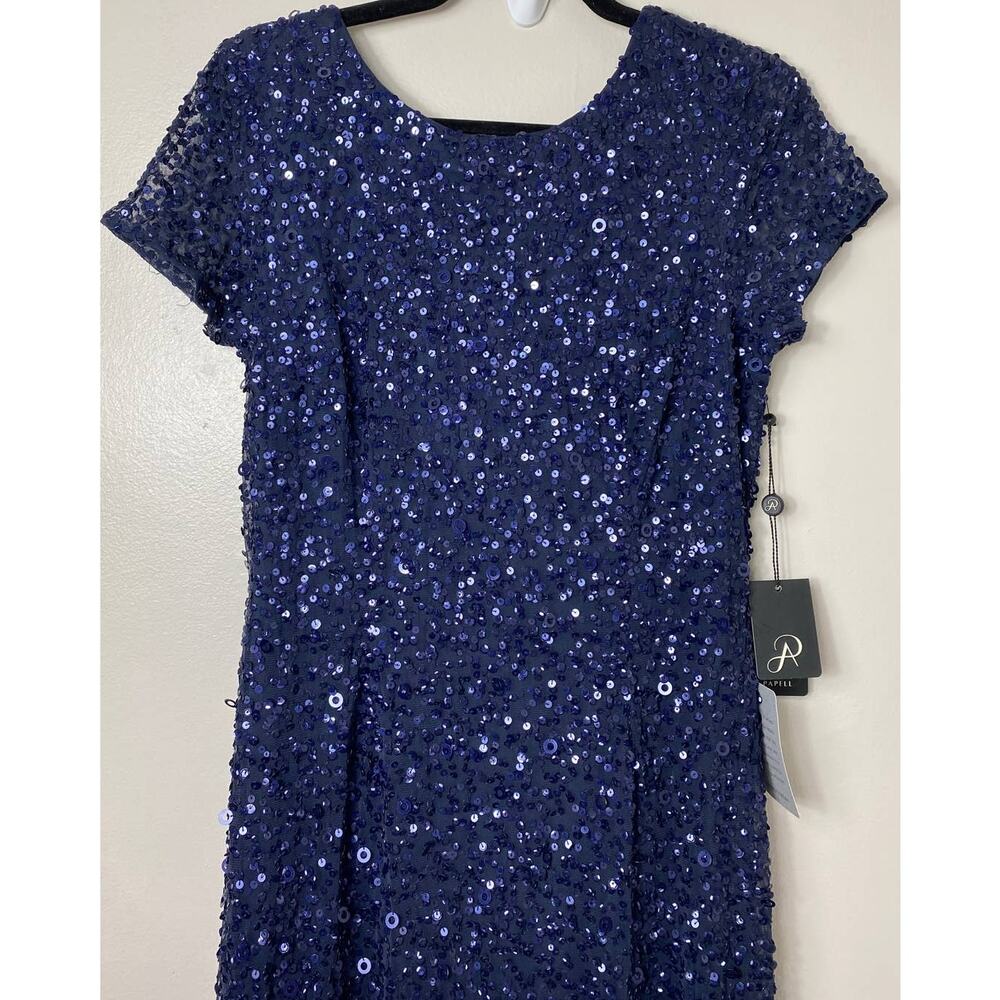 NWT ADRIANNA PAPELL DRESS GOWN 10 NAVY BLUE MOTHER OF THE BRIDE EVENING FORMAL - Picture 8 of 16